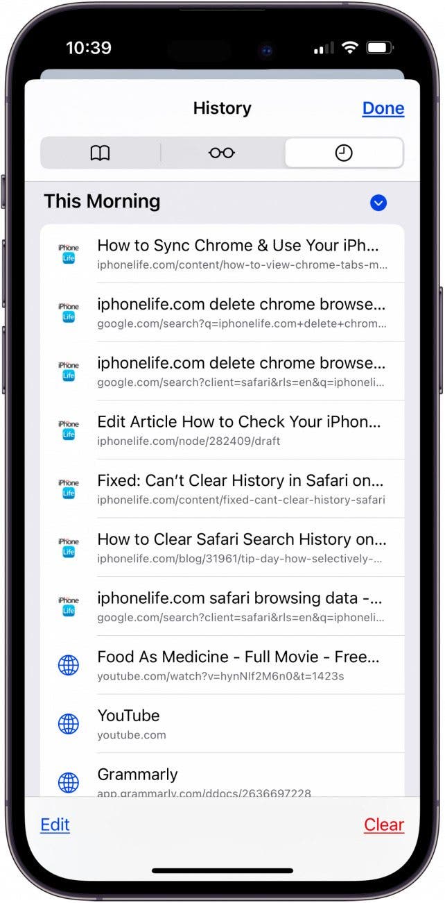 how to check safari browsing history