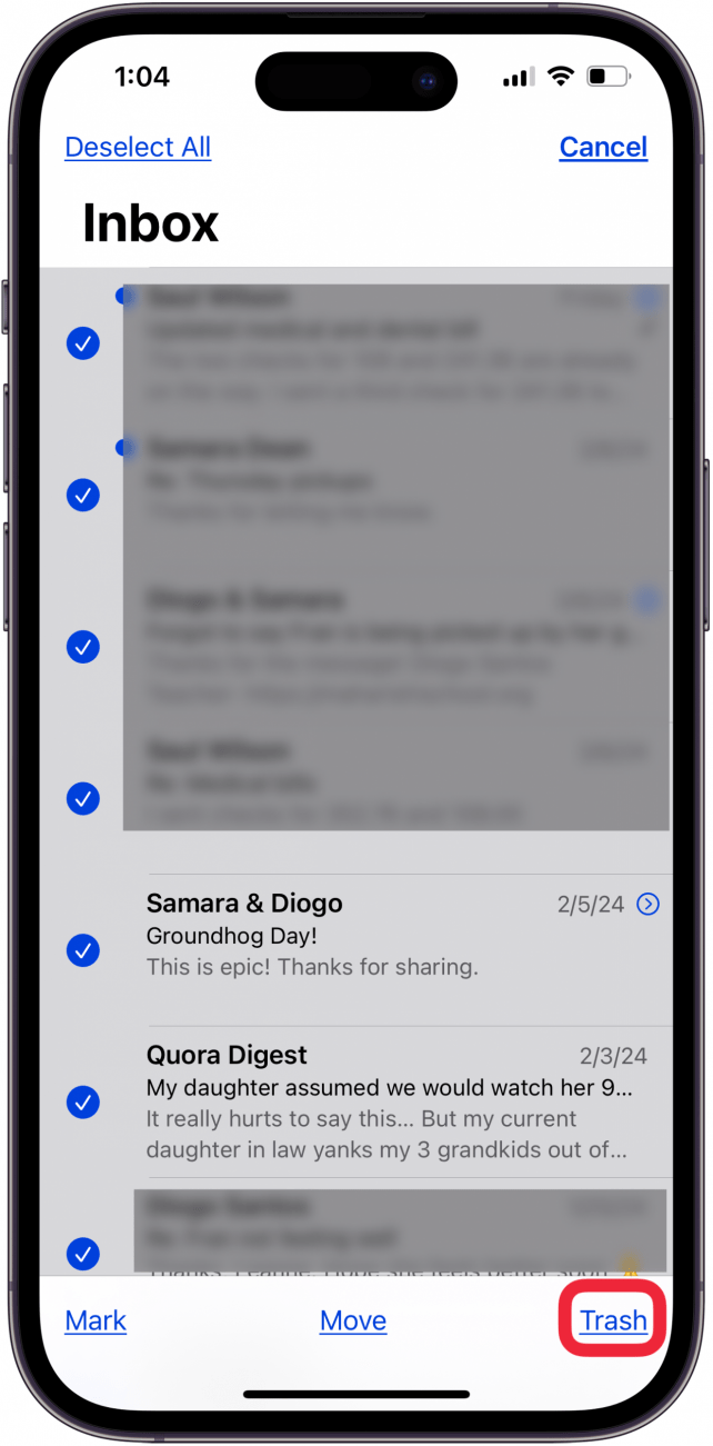 how to delete all gmail emails tap trash