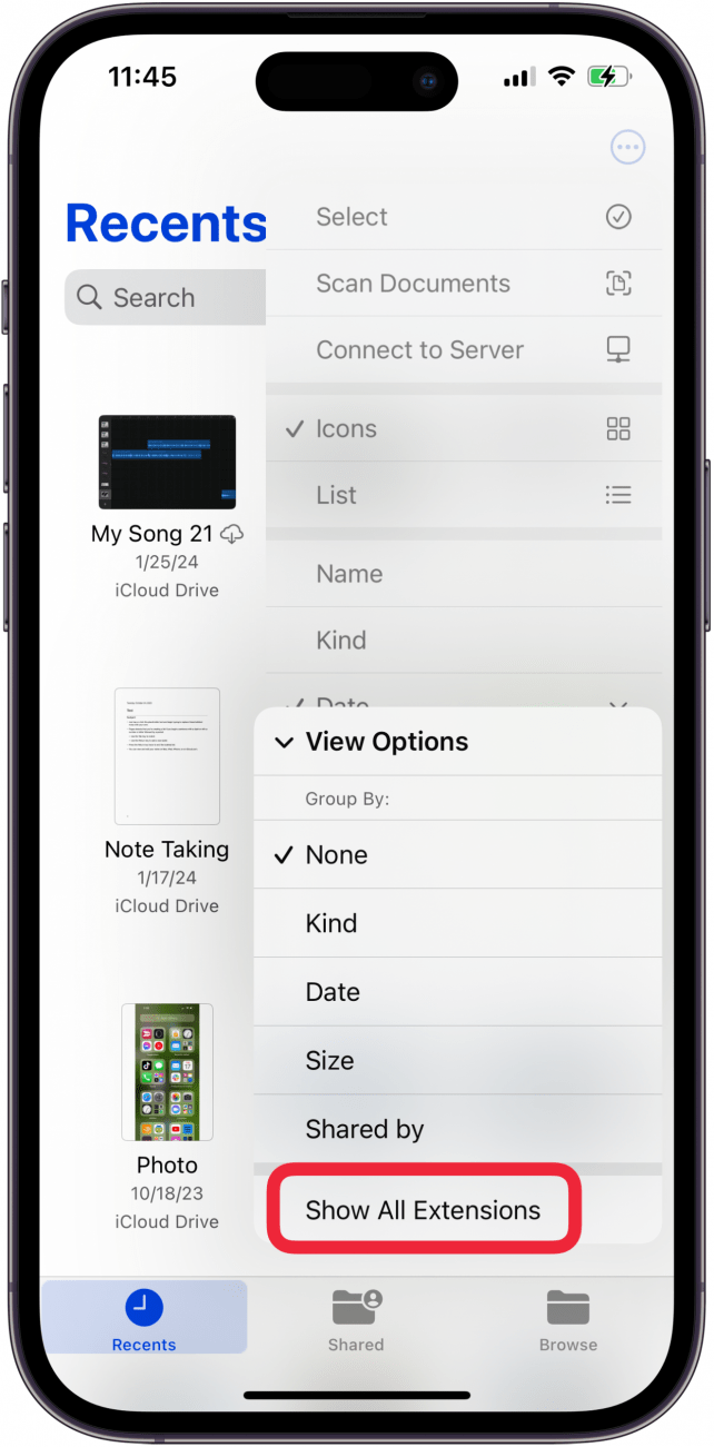 how to see a hidden folder tap show all extensions