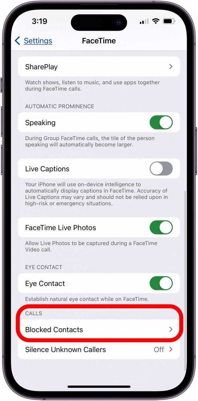 how to see blocked numbers on iphone tap blocked contacts in facetime or messages