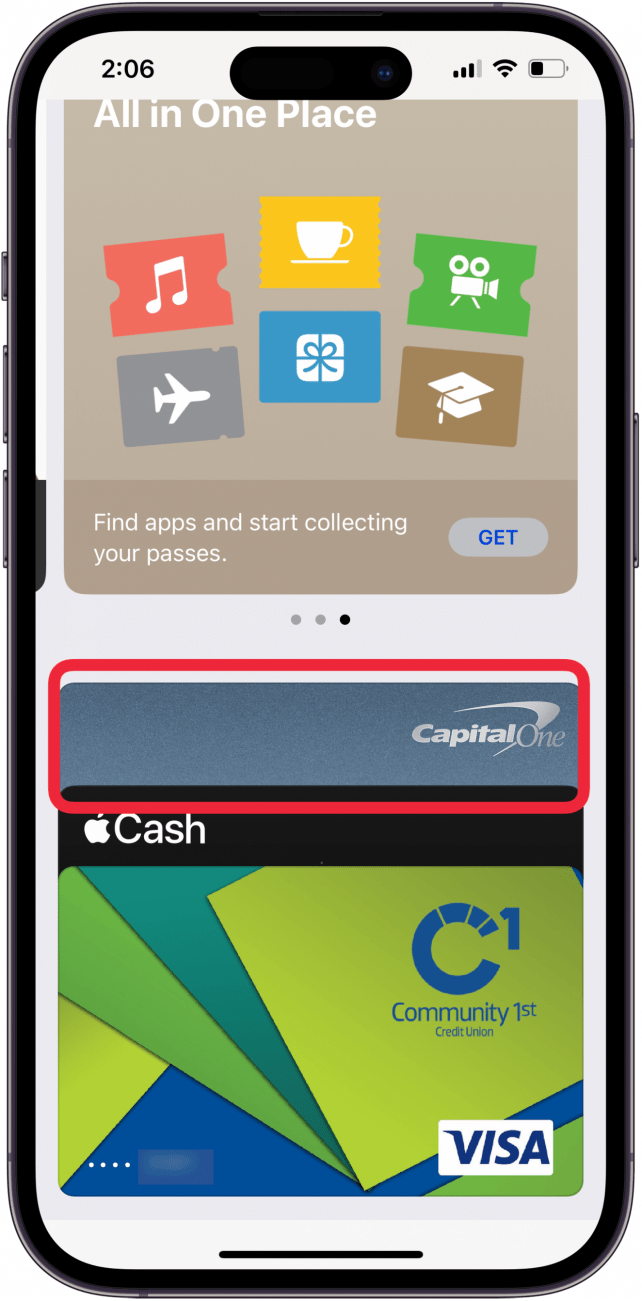 how to set default card in apple wallet touch and hold card