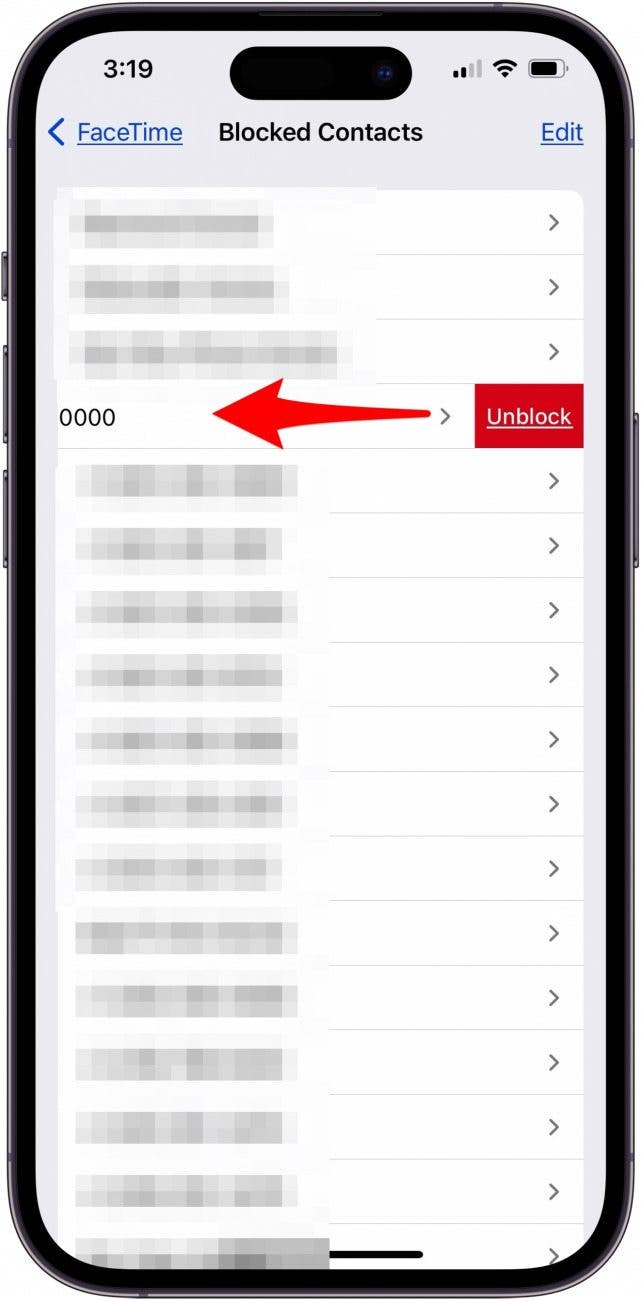 how to unblock numbers on iphone swipe left and tap unblock