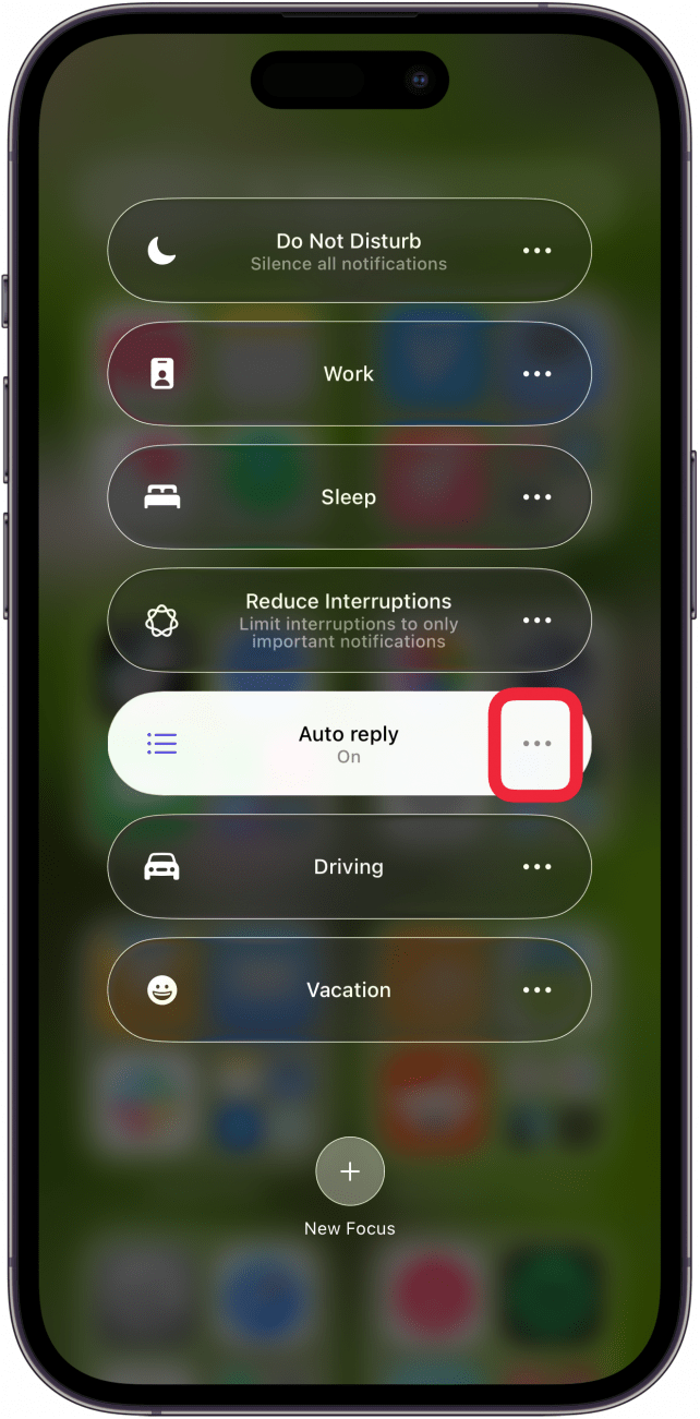 if another focus mode is on tap three dots