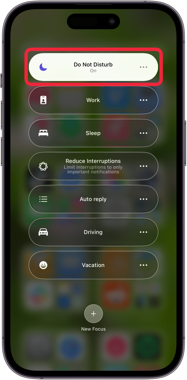 if do not disturb in on tap to turn off