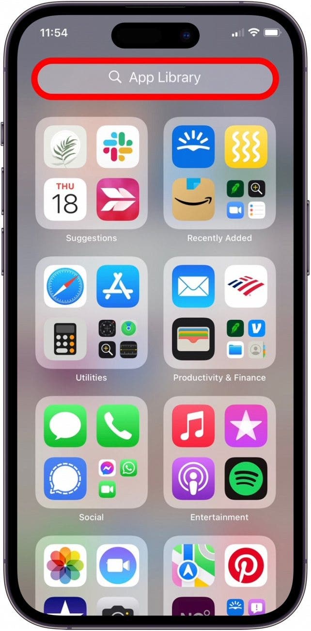 tap search field to find health app that disappeared on iphone or ipad