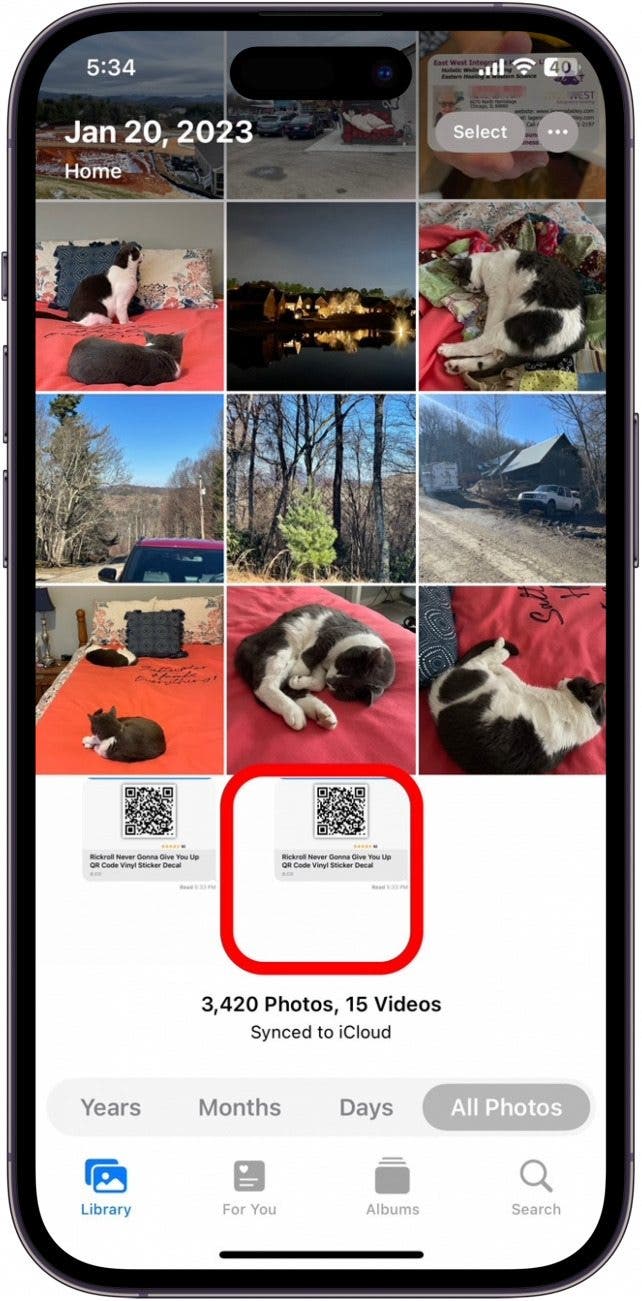 open the screenshot of the qr code Tap the image to open it.