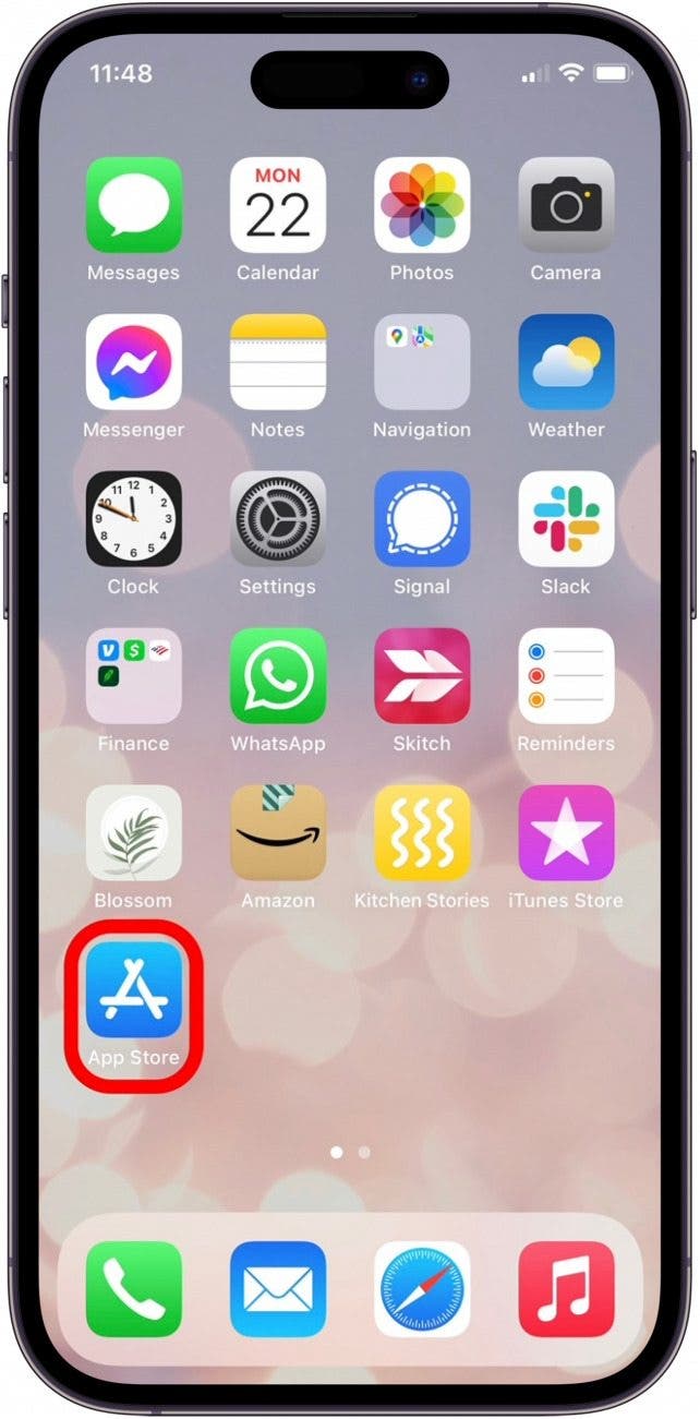 Tap App Store to check your iTunes gift card balance.