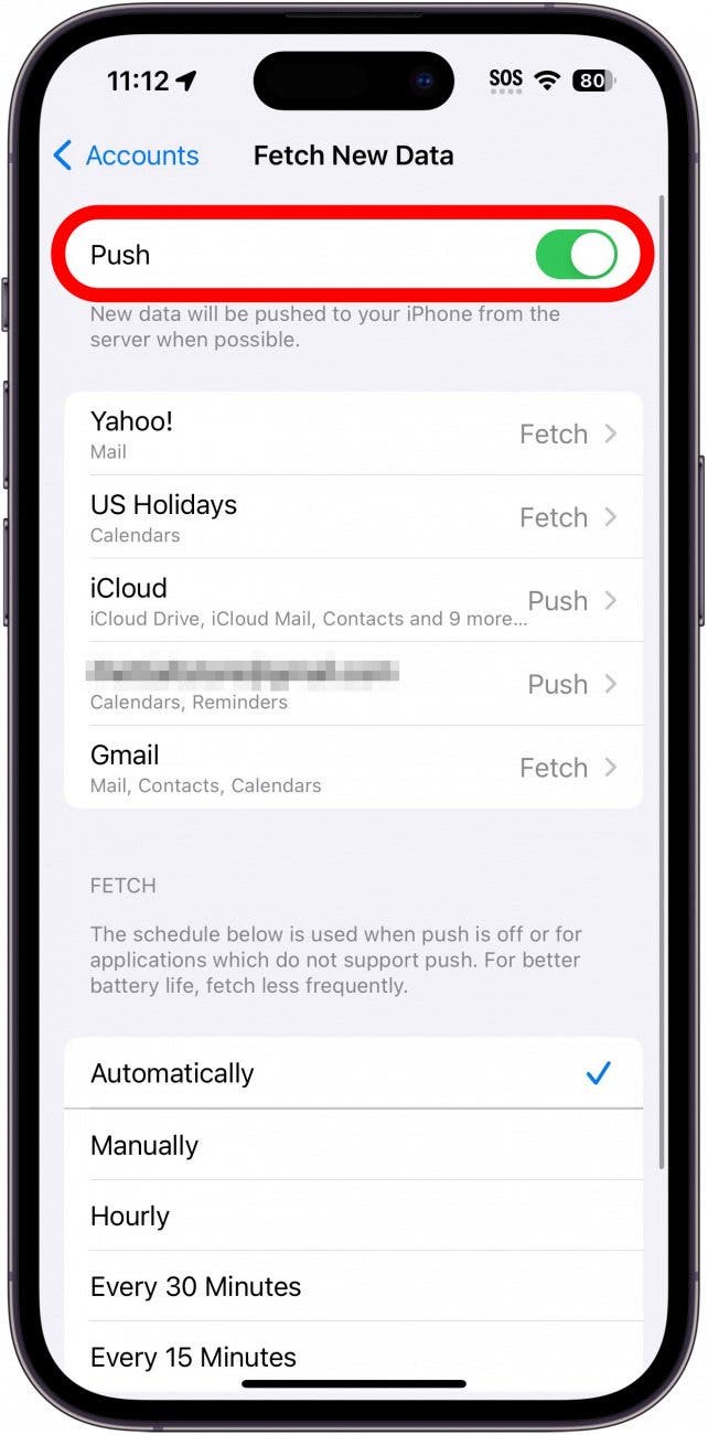 Save iPhone Battery by Changing Mail's Fetch Frequency (iOS 17)