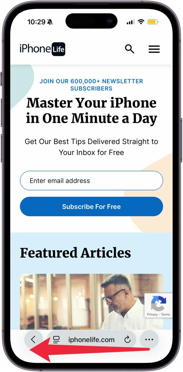 Swipe across the address bar