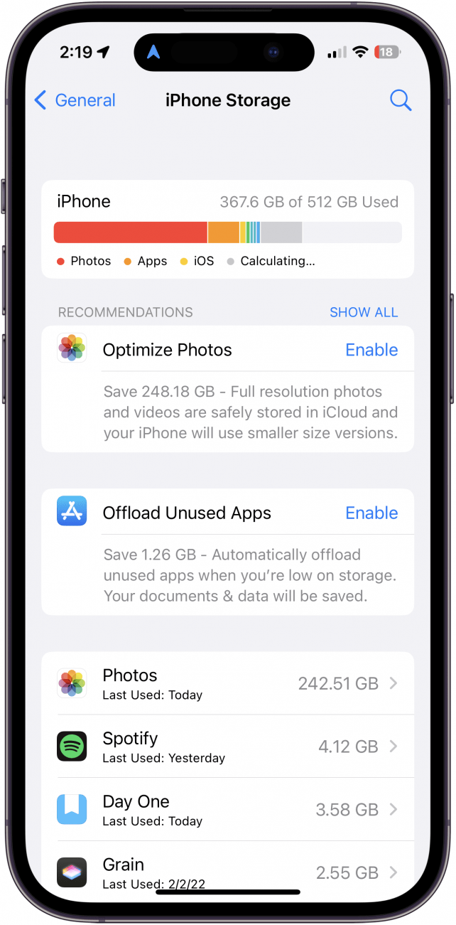 في بعض الحالات، قد يطالبك iPhone أيضًا بتمكين إعدادات معينة أو حذف عناصر معينة