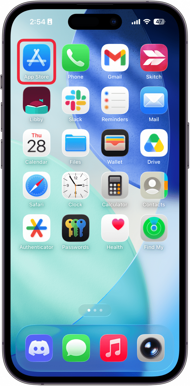 a screenshot of the iphone home screen with a red box around the app store
