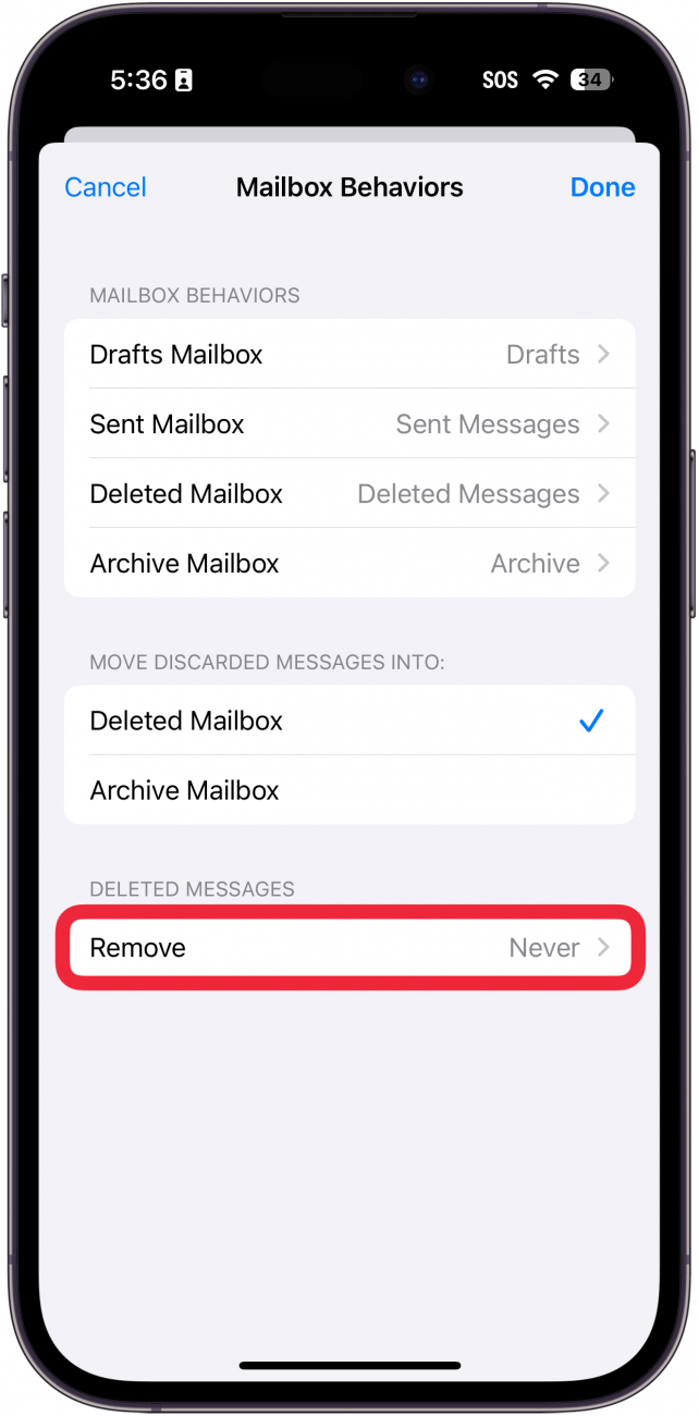 Set How Long Emails Stay in Trash on iPhone