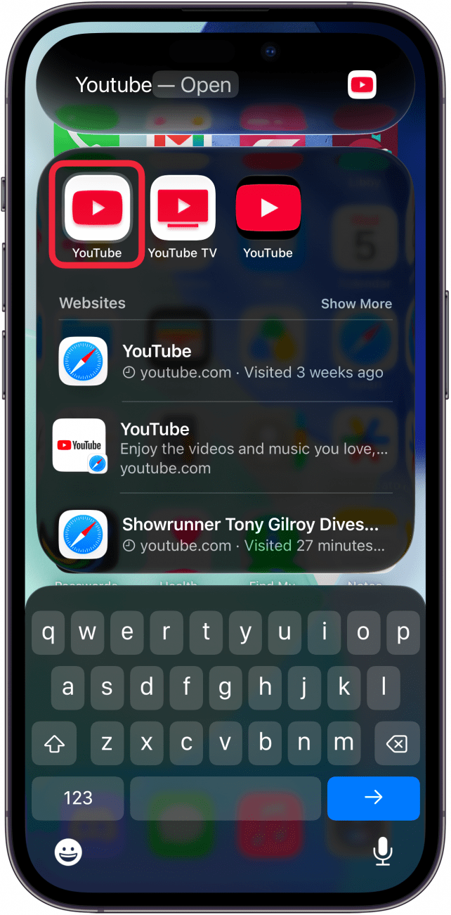 a screenshot of the iphone home screen with a red box around the youtube app