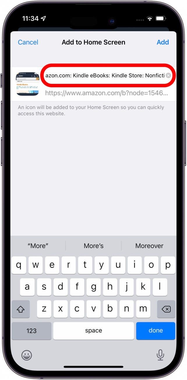 You can rename the icon by tapping the title. I like mine to be called Buy eBooks.