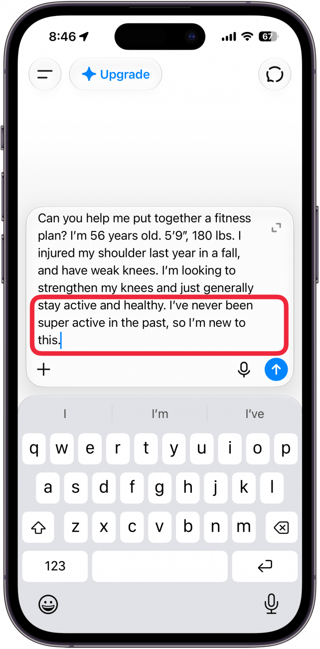 a screenshot of chatgpt with a red box around the prompt in which the user is telling the ai about their experience level