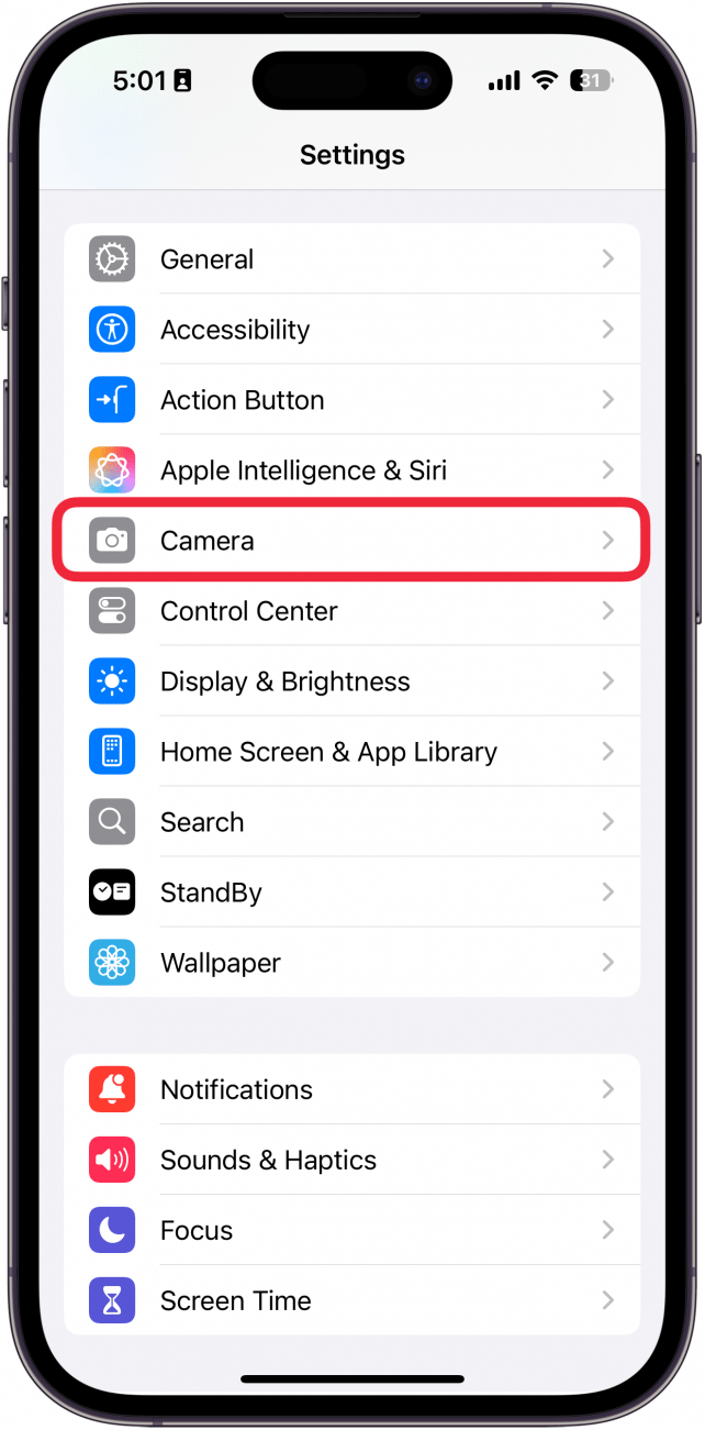 iphone camera level settings