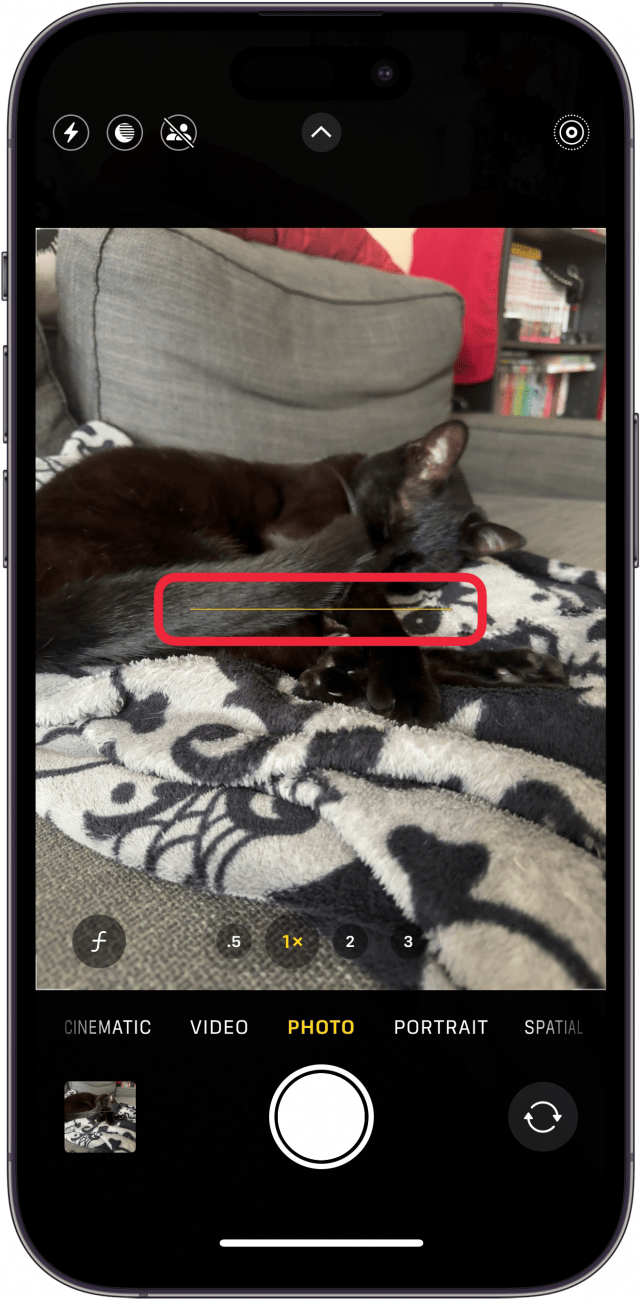 iphone camera app demonstrating yellow level