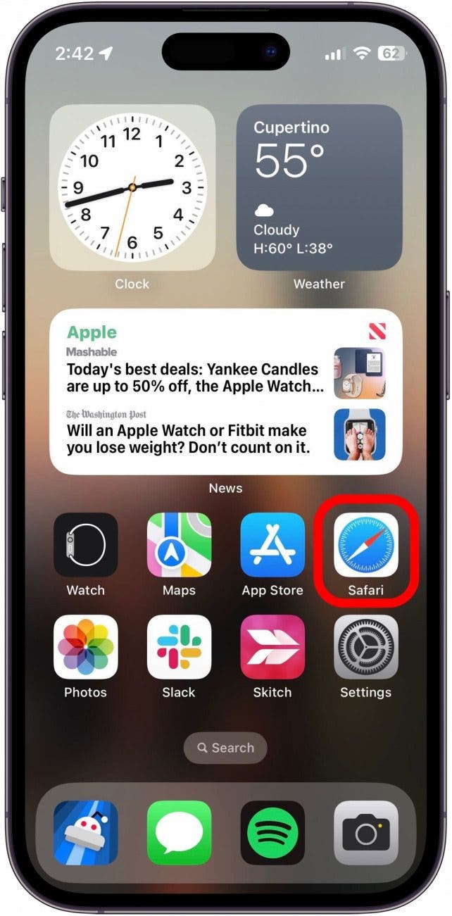 open the safari app Open Safari, and download something.