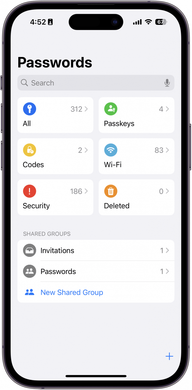 a screenshot of the iphone passwords app