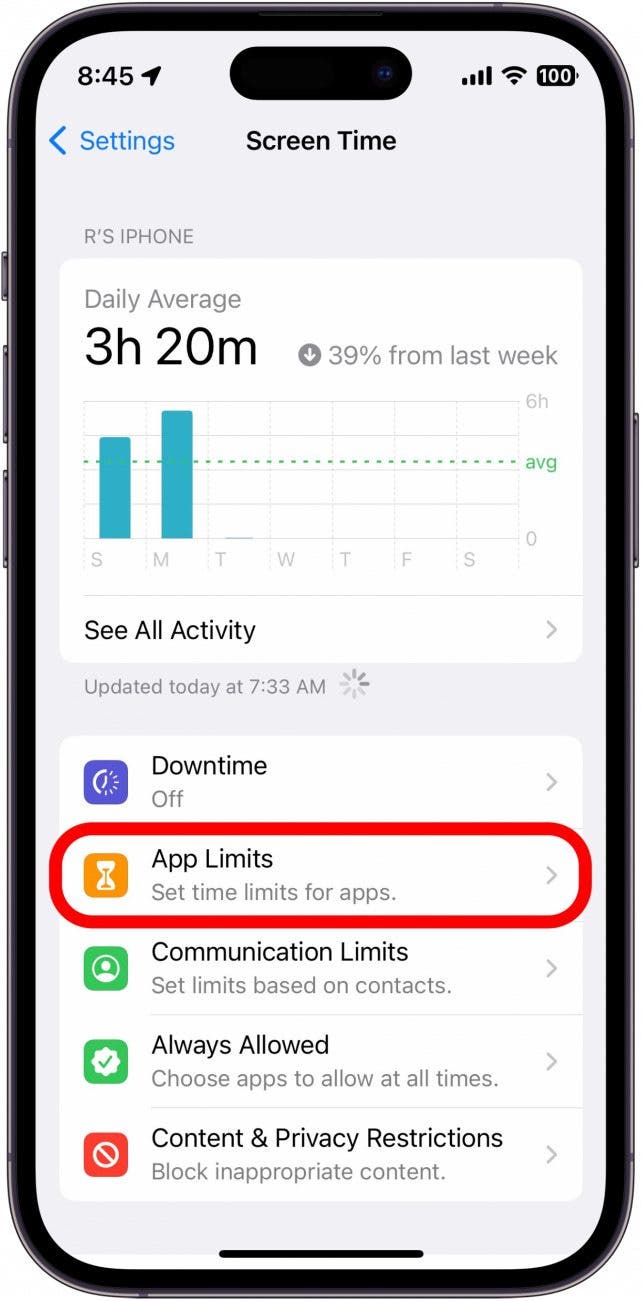 Нажмите «Ограничения приложений».