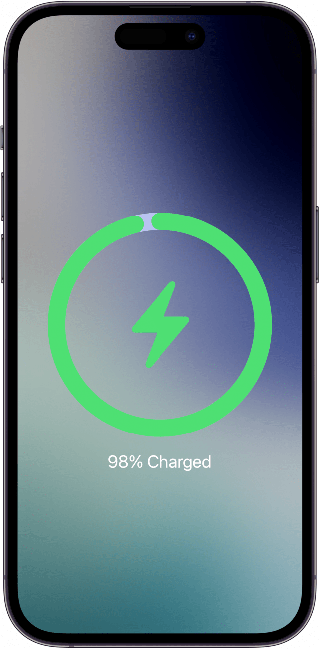 a screenshot of the iphone lock screen displaying an iphone charging notification