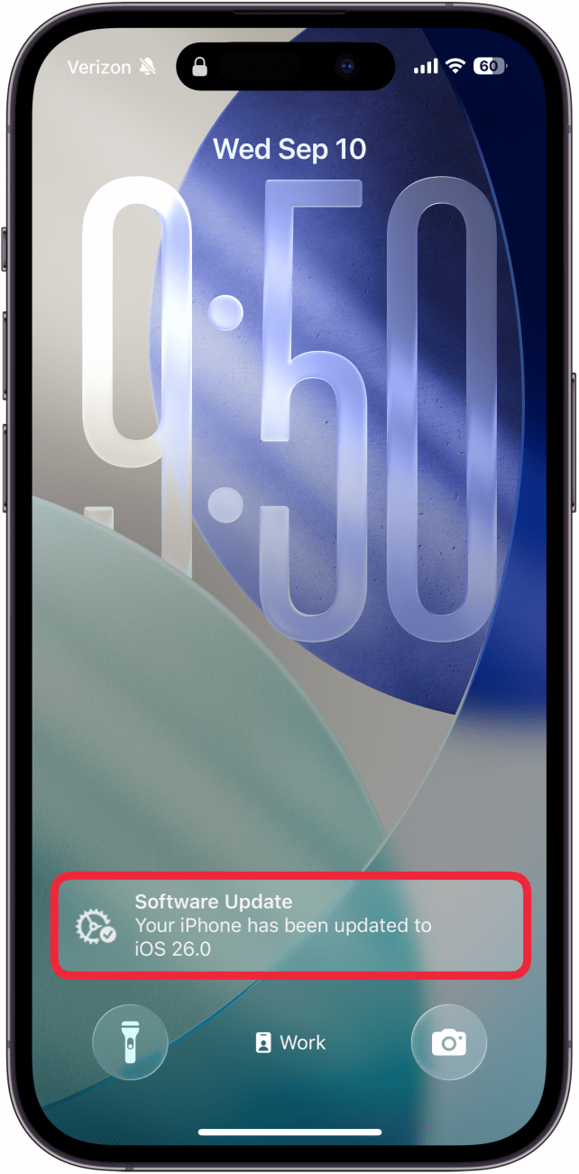 a screenshot of iphone lock screen displaying a notification that the software has been updated to iOS 18