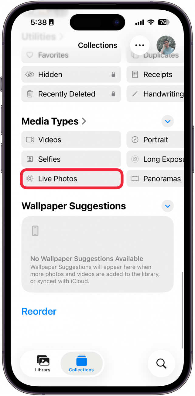 a screenshot of the iphone photos app with a red box around live photos