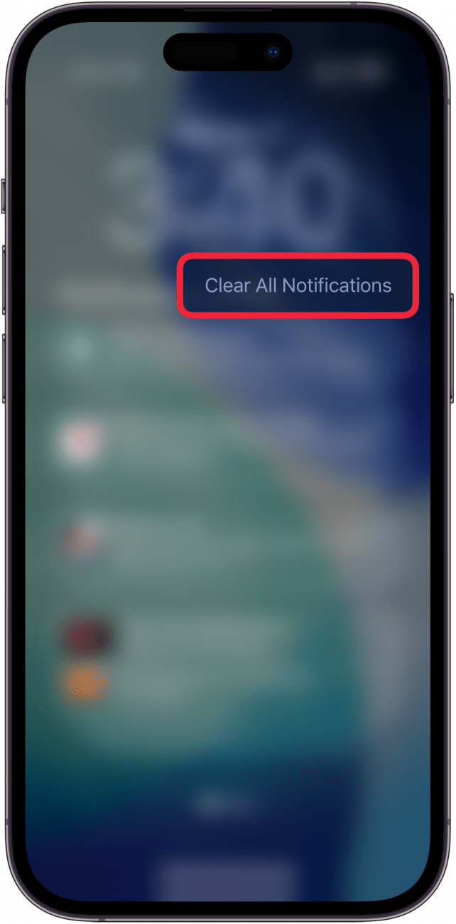 iphone notification center with clear all notifications button circled in red