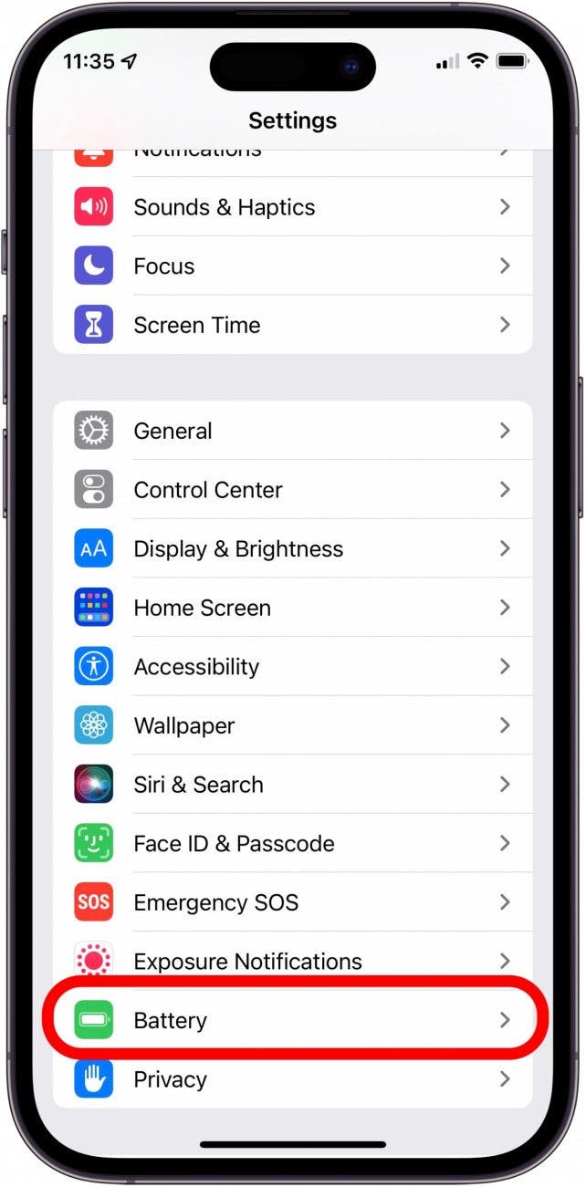 open the settings app and tap battery if icloud link not working tap battery