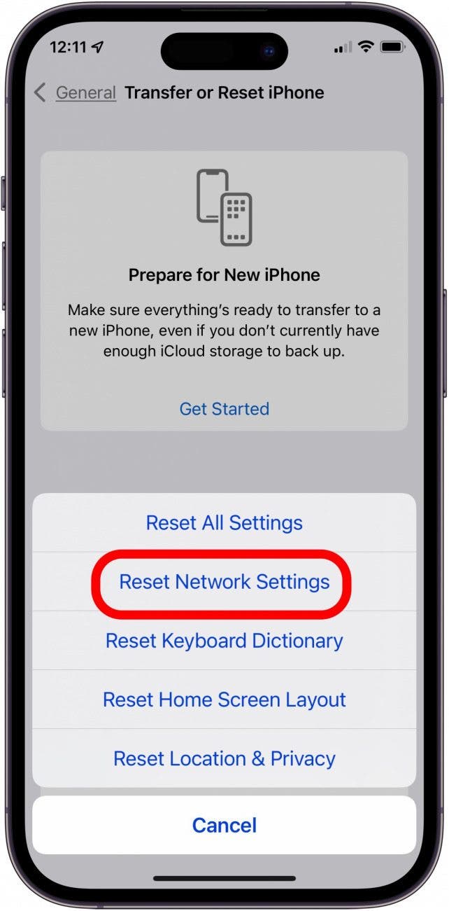 tap reset network settings if icloud link not downloading tap reset network settings