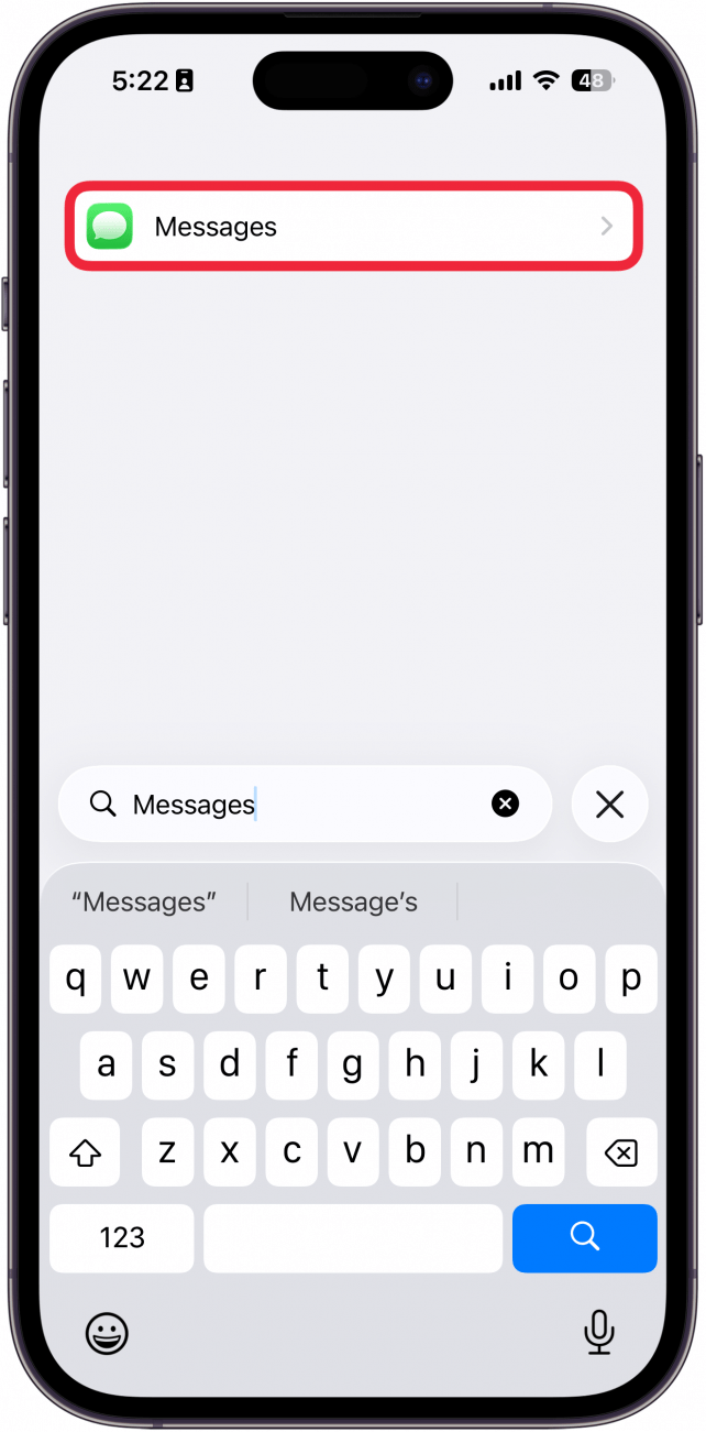 a screenshot of iphone settings with messages app outlined in red