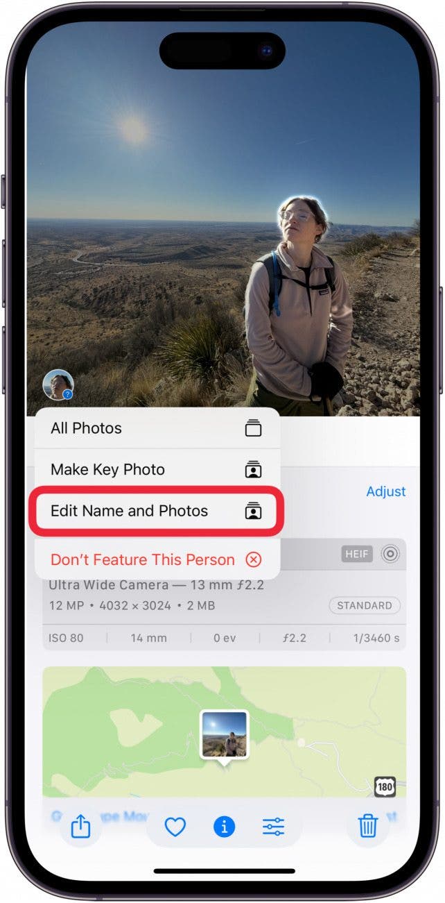 tap Edit Name and Photo