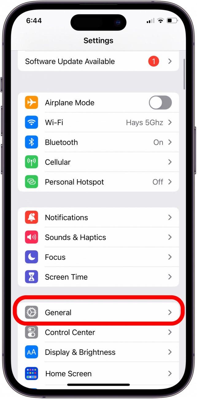 tap settings, then tap general