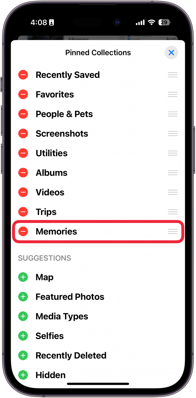 Customize Pinned Collections in the Photos App (iOS 18)