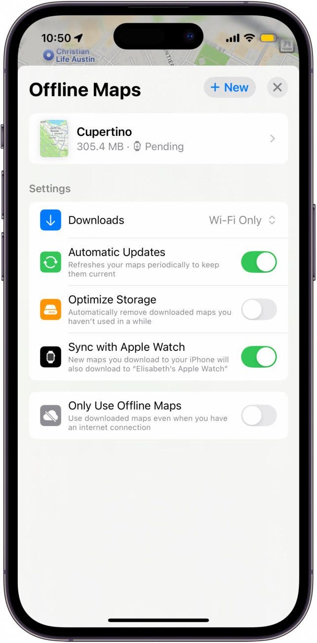 Offline maps option