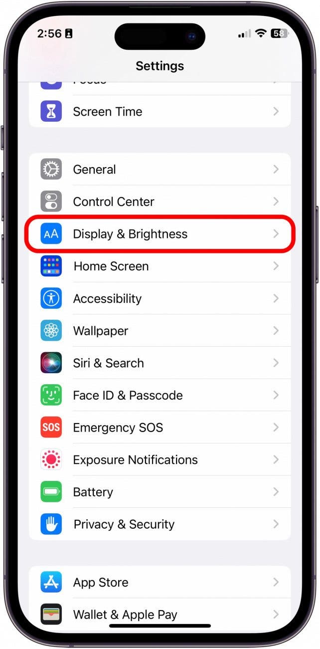 Tap Display & Brightness.