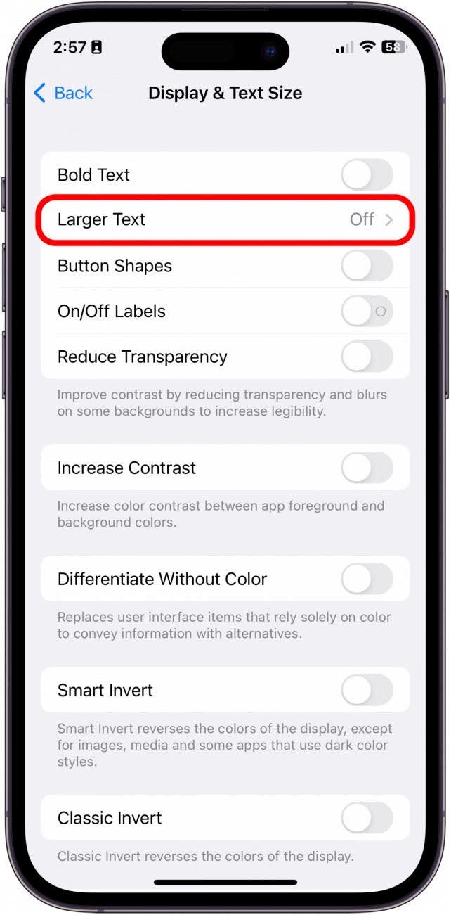 Tap Larger Text. 