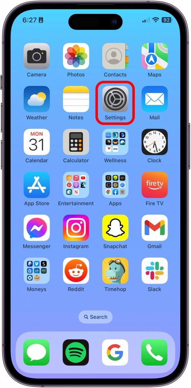 iPhone settings app icon on iPhone Home Screen