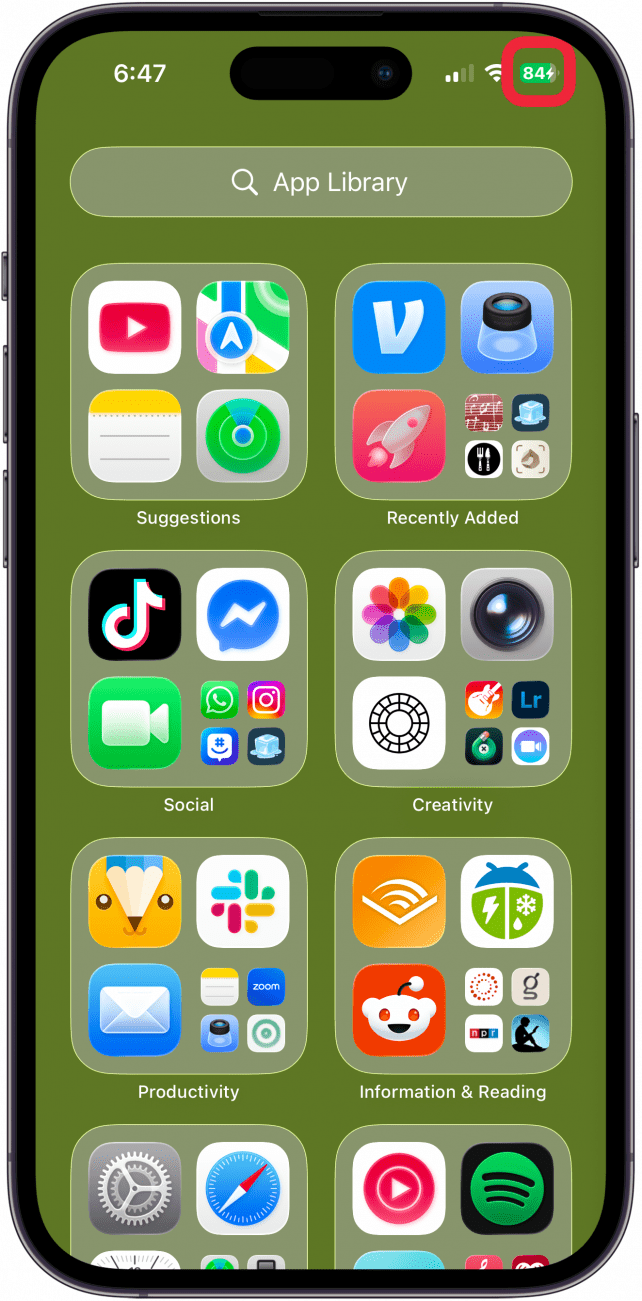 iphone charging battery icon green with battery percentage on