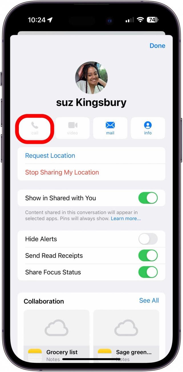 iphone contact call button greyed out