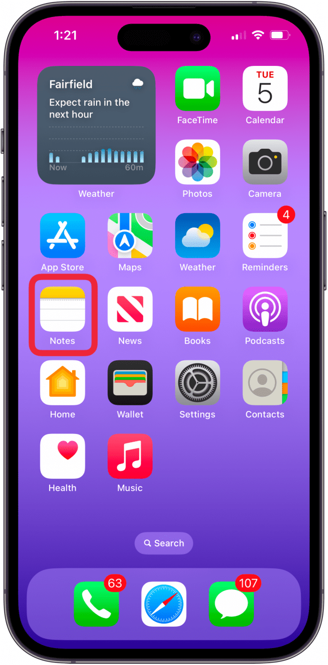 iPad and iPhone notes app