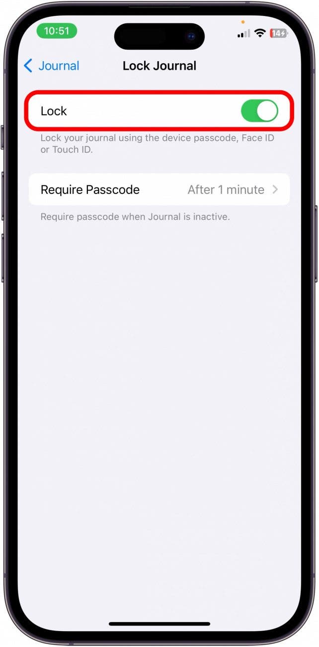 How to Lock the Journal App