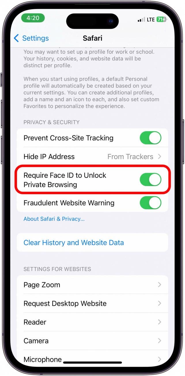 private browsing mode iphone