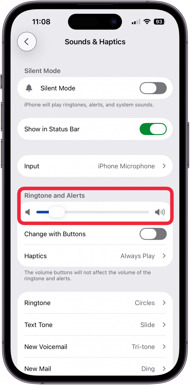 move slider under ringtone and alerts if iphone alarm volume low