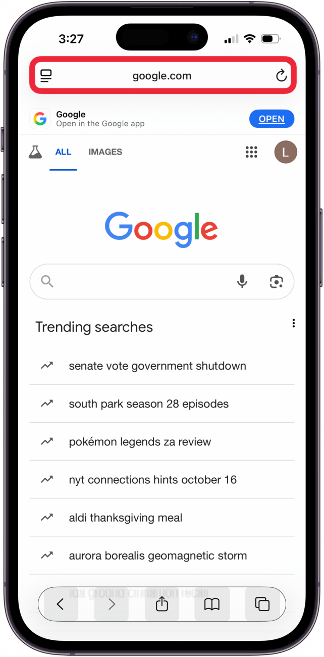 navigate to google.com