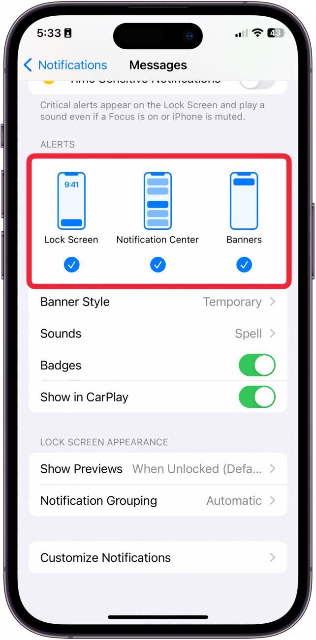 Fixed Not Getting Text Notifications on iPhone