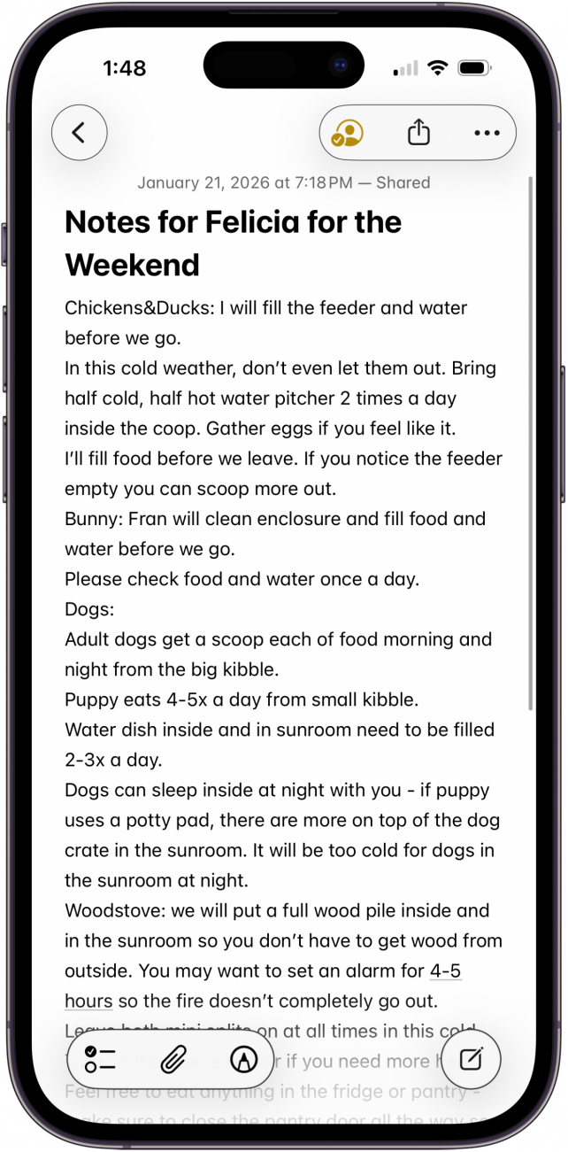 open a note to select all