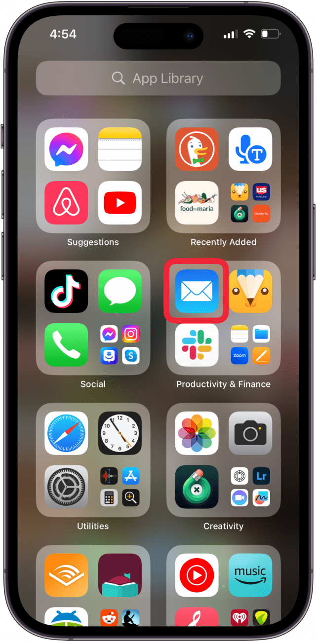 open mail app if emails disappear on iphone