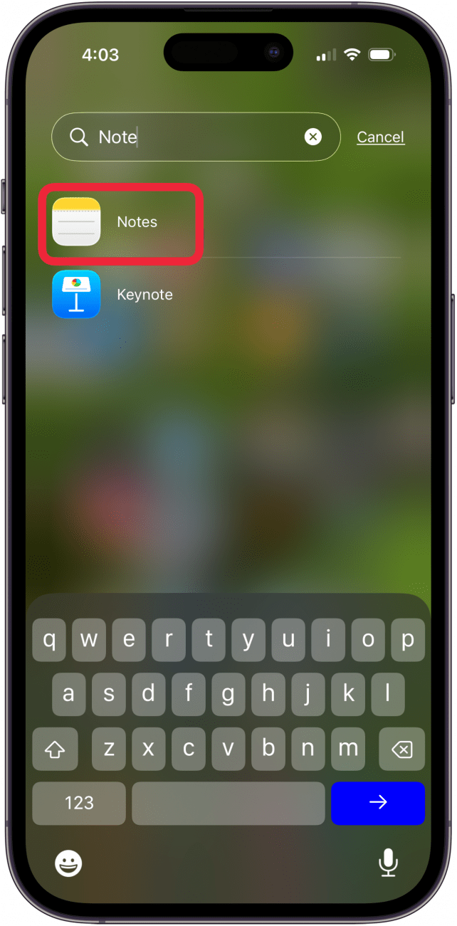 open notes app on iphone