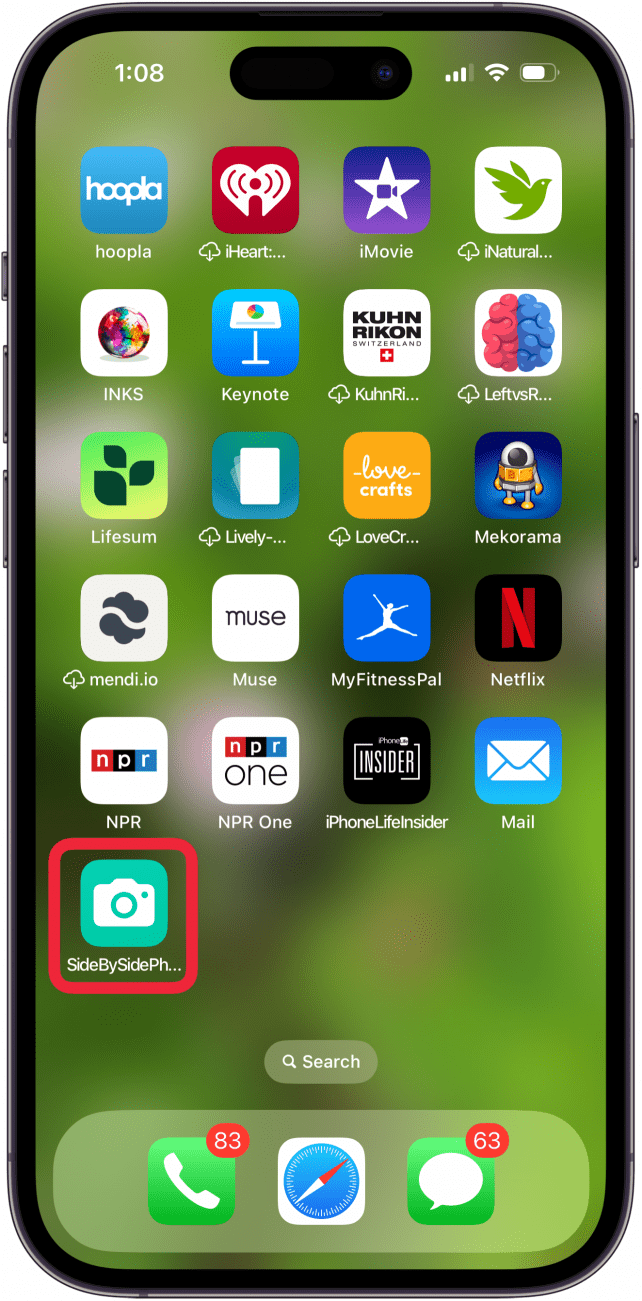 open side by side pictures iphone shortcut